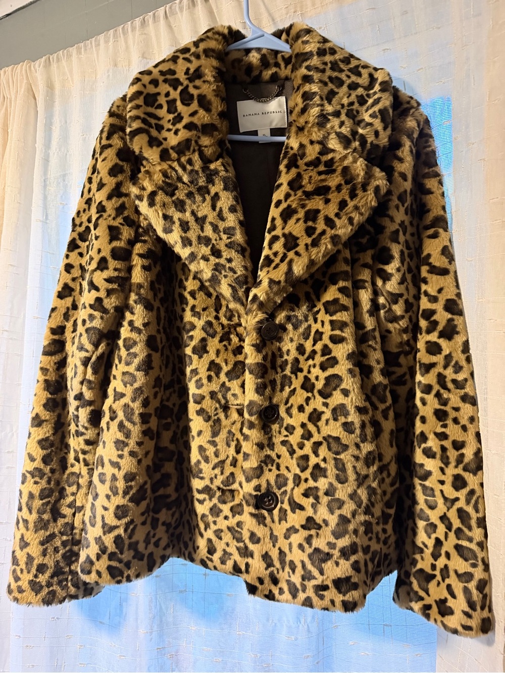 Banana Republic Leopard Print Faux Fur Jacket - Tan & Black